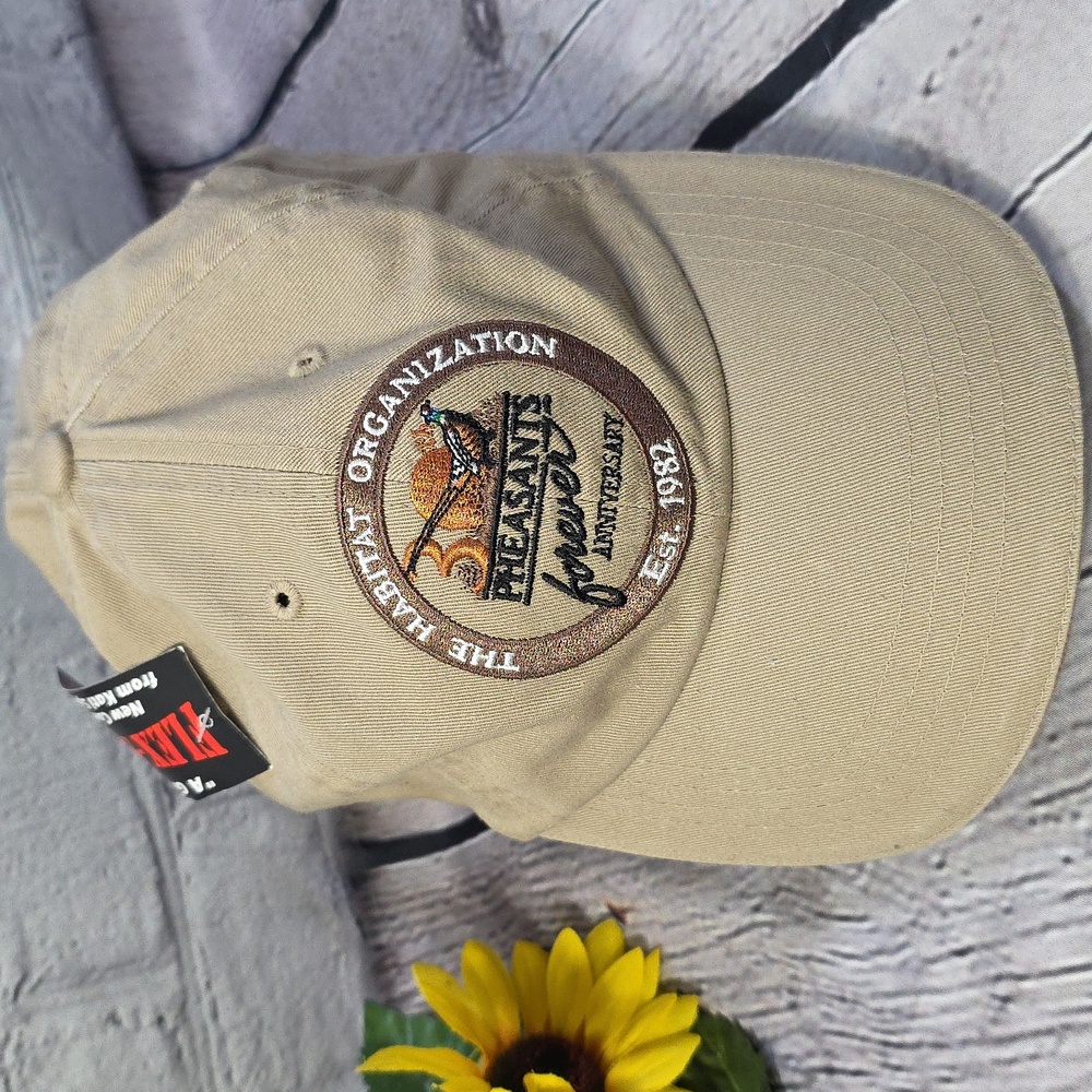 Pheasants Forever Anniversary Ball Cap tan with brown stitching